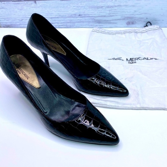 Atelier Mercadal Black pump heels Italy leather Paris women’s size 6 dust bag - Picture 1 of 13